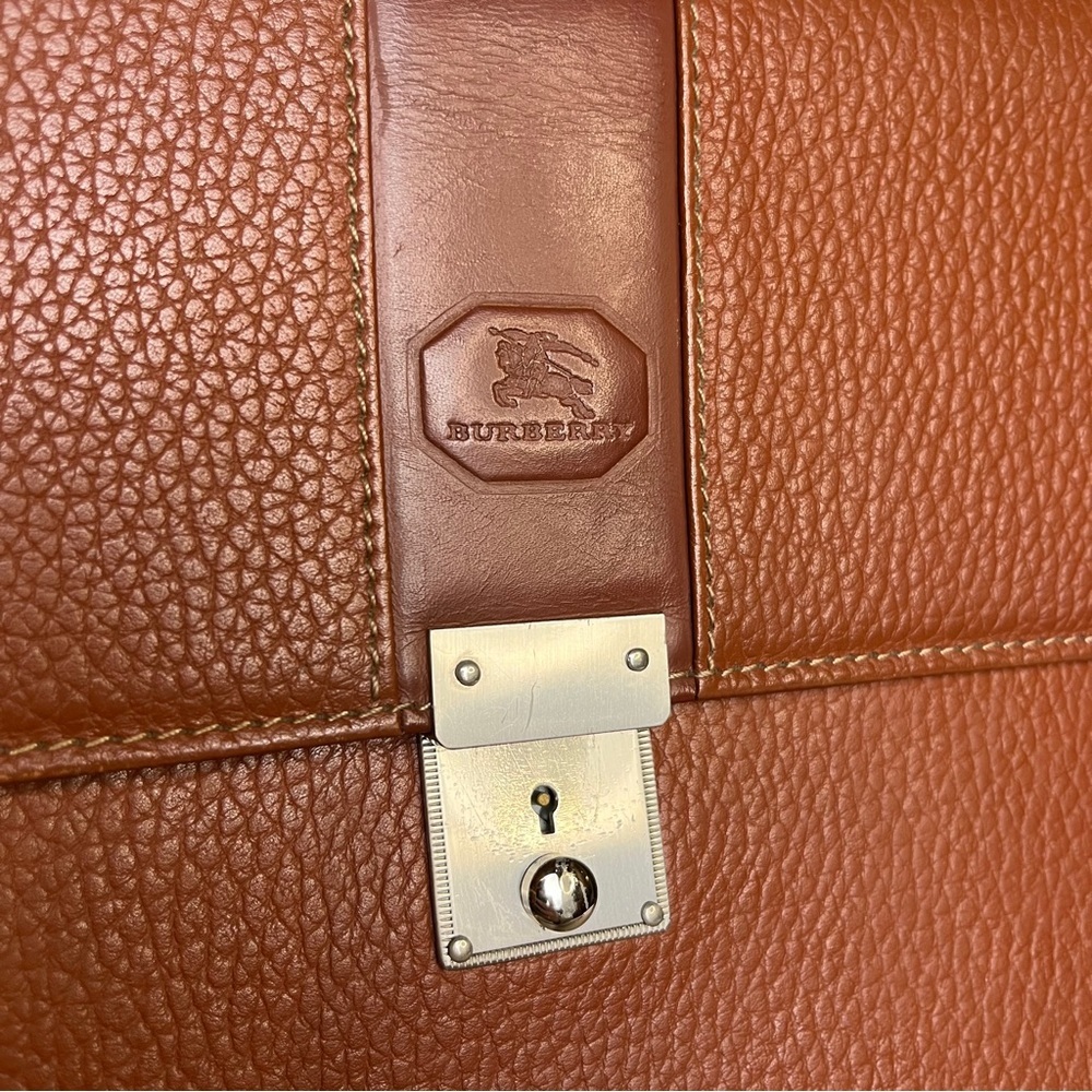 Vintage Burberry Leather Briefcase Nova Check Lock Key COA Business Work Office - Picture 5 of 16